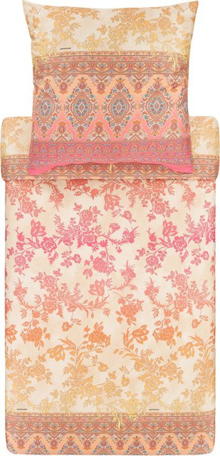 Bassetti Bettwäsche AGRIGENTO aus Mako-Satin in Pink und Beige mit grafischem Design, bestehend aus Bettbezug und Kissenbezug, B/H: 135 x 200 cm, Kissen: 80 x 80 cm - Bild 1