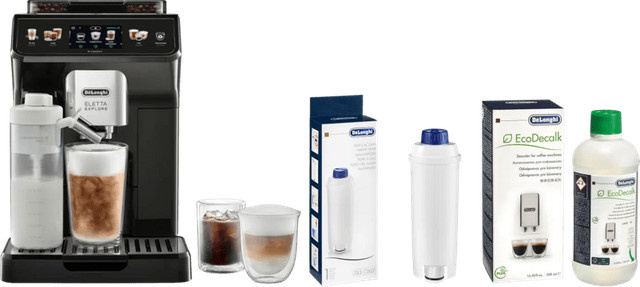 De'Longhi Eletta Explore ECAM450.65.G Kaffemaschine mit Cold Brew Funktion in Schwarz inklusive Pflegeset - Bild 1