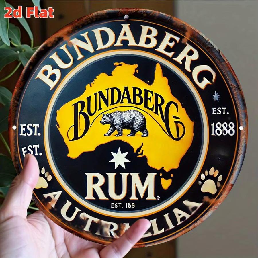 Potdemiel Vintage Wandkunst aus Metall, Rundes Bundaberg Rum Logo Gedenkabzeichen in Mehrfarbig, Durchmesser: 20 cm - Bild 3