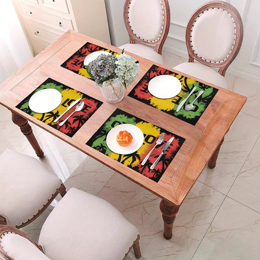 VIKAMA One Love Tischsets im Rasta-Stil, Multicolor - Bild 2