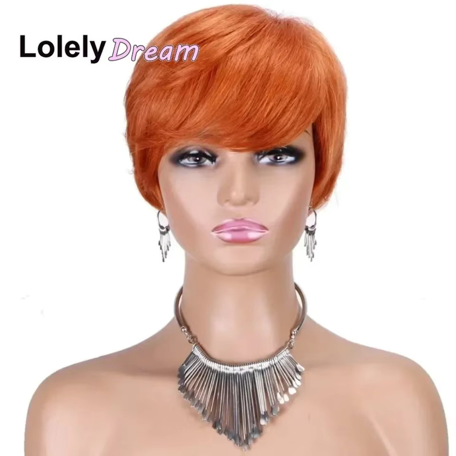 Lolely Dream Perücke, orange, 100 % Echthaar, mit Pony, Damen - Bild 3