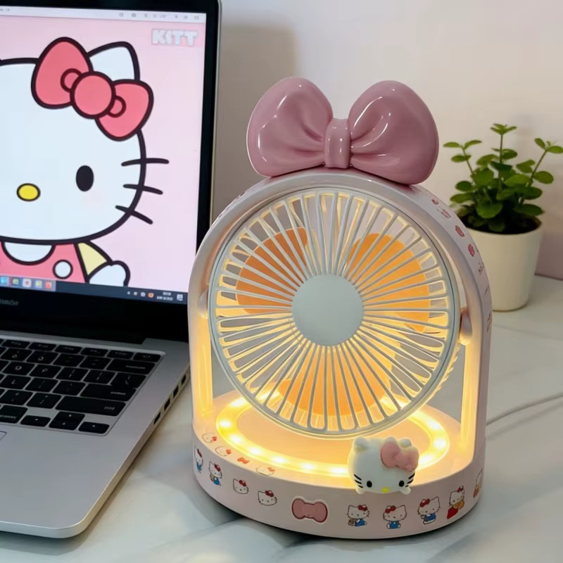 Bandai Hello Kitty USB-Elektroventilator mit Anime-Cartoon-Druck und Nachtlicht in Pink - Bild 4