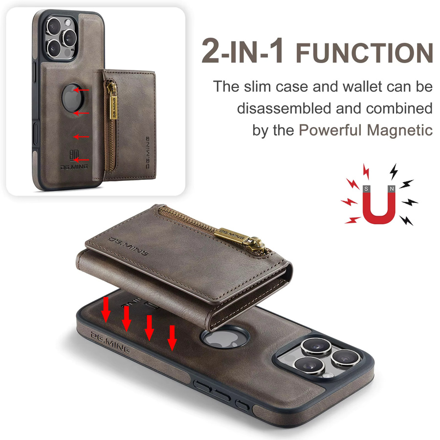 HKNR 2-in-1 Leder Brieftasche und Handyhülle mit MagSafe Standfunktion für iPhone, Braun - Bild 2