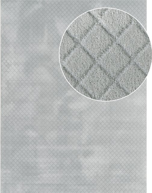 Waschbarer Teppich Rotella in Grau mit Rautenmuster im Skandi-Stil, B/T: 60 x 100 cm - Bild 1