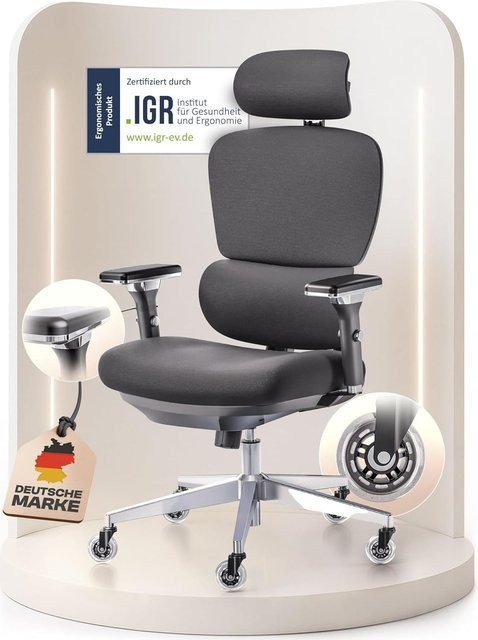 WINTONCOVE Arthur Ergonomischer Bürostuhl mit Armlehnen und Rollen in Schwarz - Bild 1