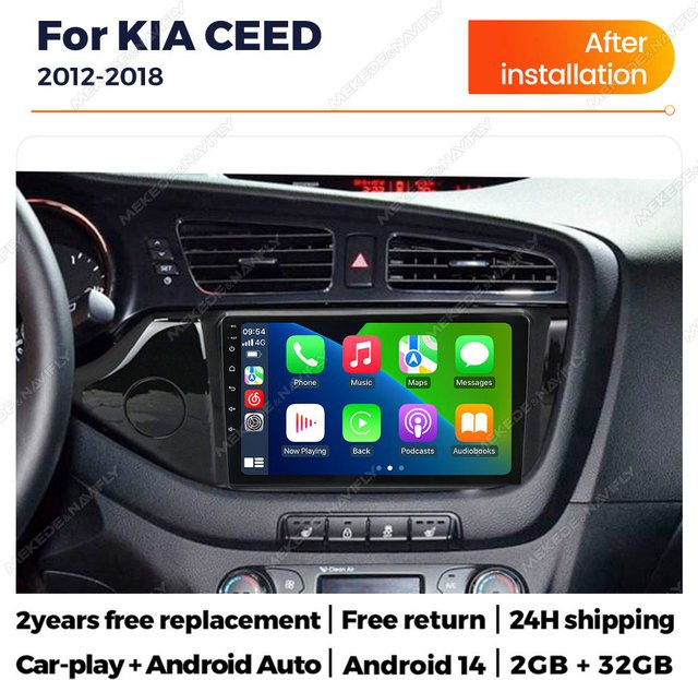 NAVIFANS Android Autoradio für Kia Ceed 2 JD (2012-2018) mit Carplay, Bluetooth, GPS und Videoplayer in Schwarz - Bild 1