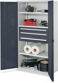 Kappes Schwerlastschrank OMT Mod. 46 aus Stahl mit Vollblechtüren und Schloss, Farbe: Grau, B: 100 cm, T: 60 cm, H: 195 cm - Bild 1