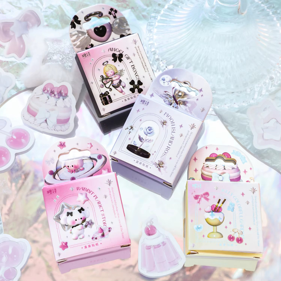 Schatz Shop Dekorative Aufkleber mit Rose und Cartoon Bär, 46 Blatt pro Box, Mehrfarbig - Bild 1
