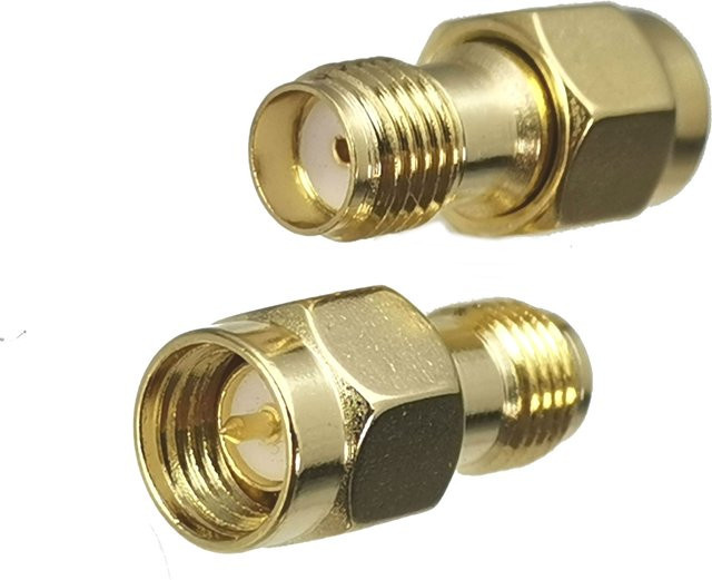 SMA Stecker zu SMA Buchse RF Koaxial Konverter, gerade, Messing, Gold - Bild 1