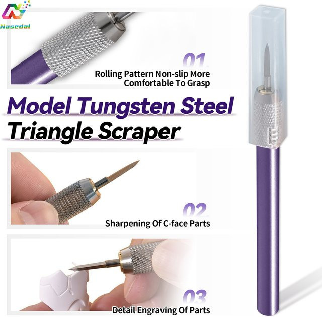 Nasedal Dreieckiges Ritzmesser aus Wolframstahl in Lila für Gundam-Modellbau und Panel-Liniengravur - Bild 1