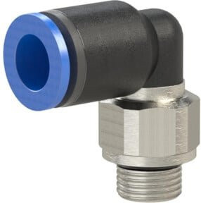 Riegler L-Steckverschraubung Blaue Serie, drehbar, G 1/2 außen, Durchmesser: 12 mm, Farbe: Blau - Bild 1