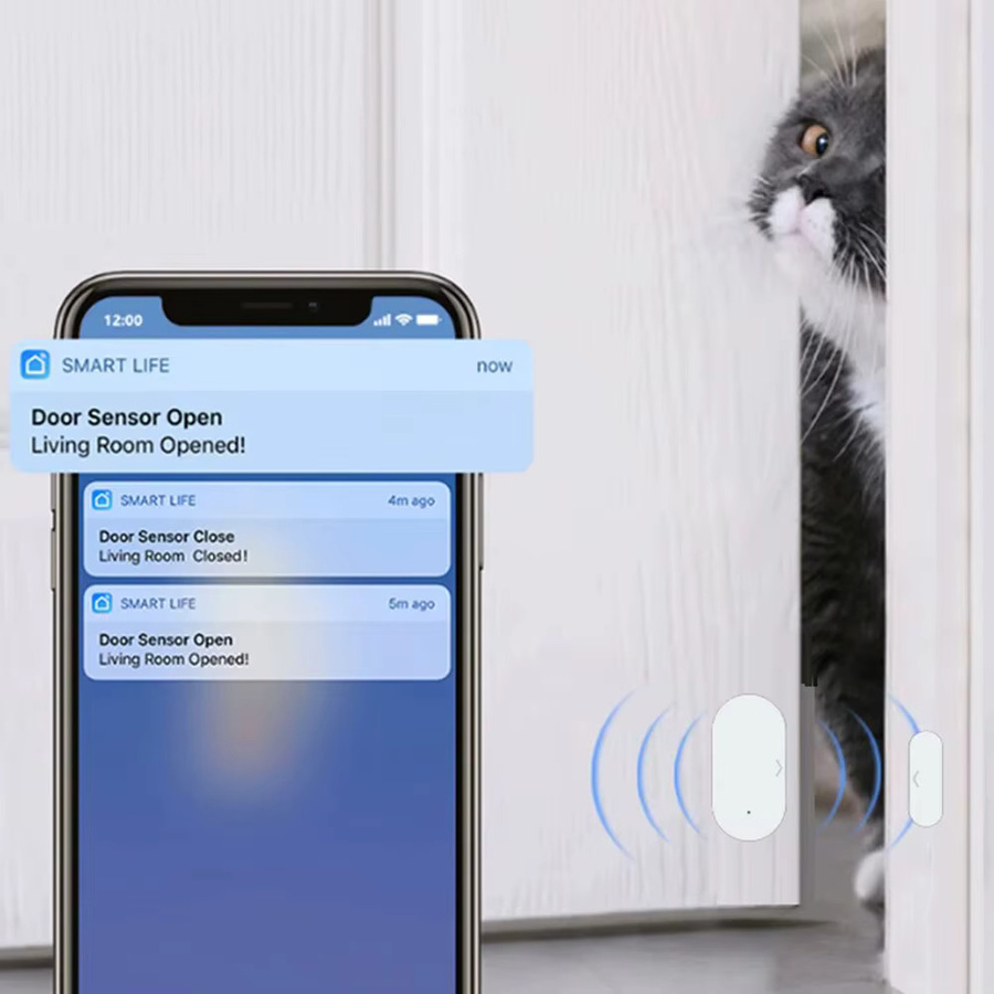 Tuya Zigbee Türsensor Smart Home Sicherheit für Fenster und Schiebetüren, Magnetischer Kontaktsensor in Weiß, kompatibel mit Alexa und Google Home - Bild 3