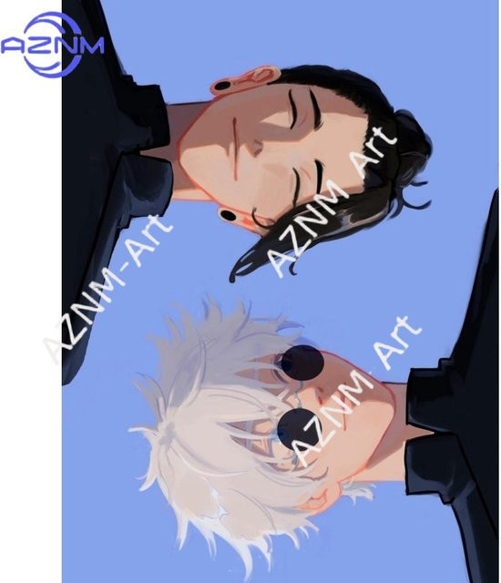 KAYOU Wandkunst Leinwand Poster Set Jujutsu Gojo Satoru und Getō Suguru in Mehrfarbig - Bild 1