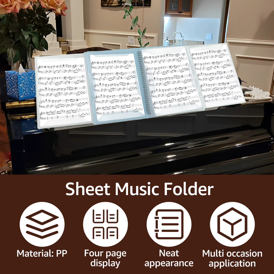 Schwarzer Notenordner A4 mit 4 Seiten Erweiterung als beschreibbarer Musikbinder und Chorordner aus Kunststoff - Bild 2