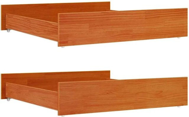 vidaXL Bettschubladen aus Massivholz Kiefer, 2 Stück, Wachsbraun, B/T/H: 95 x 42 x 18 cm - Bild 1