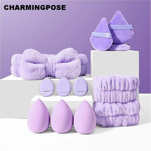 12-teiliges Make-up-Schwamm-Set mit Spa-Stirnband, Damen - Bild 1