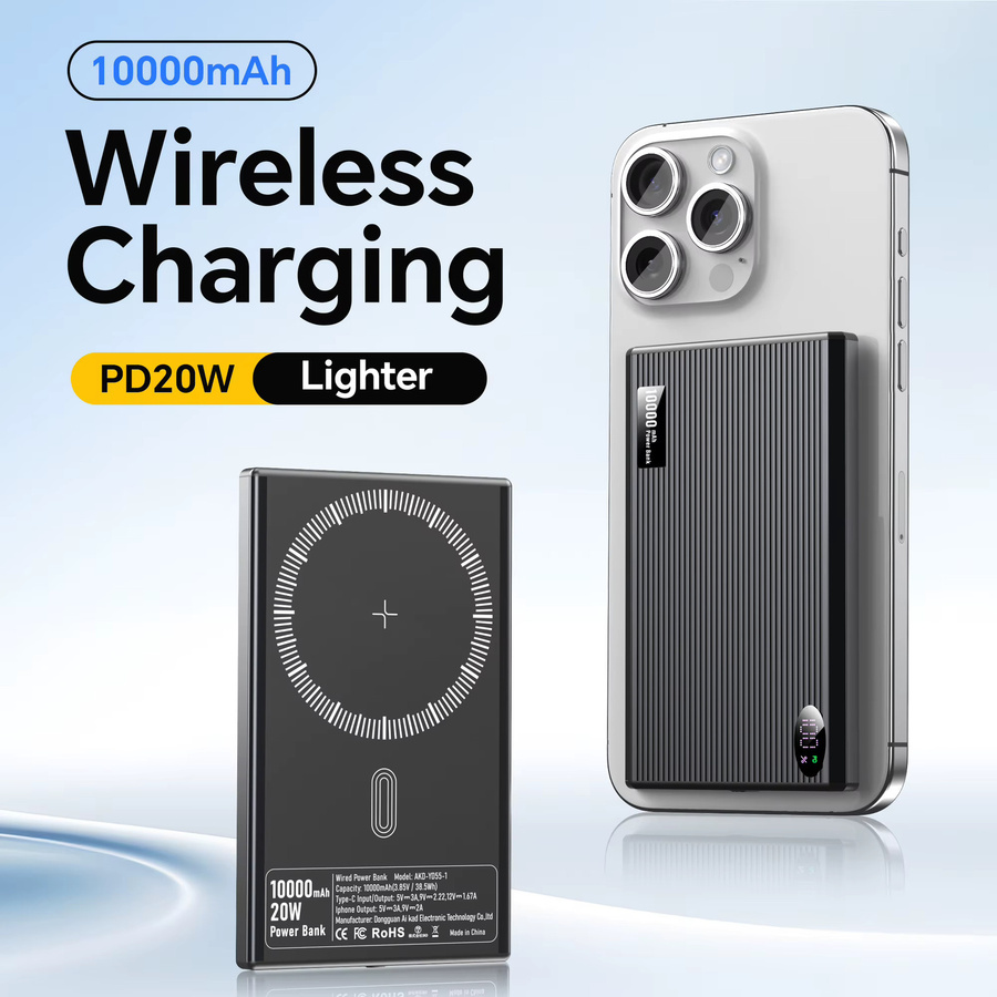 Magnpter Magnetische Powerbank mit 10000 mAh und PD20W Schnellladefunktion für iPhone, Samsung und Xiaomi in Schwarz oder Blau - Bild 6