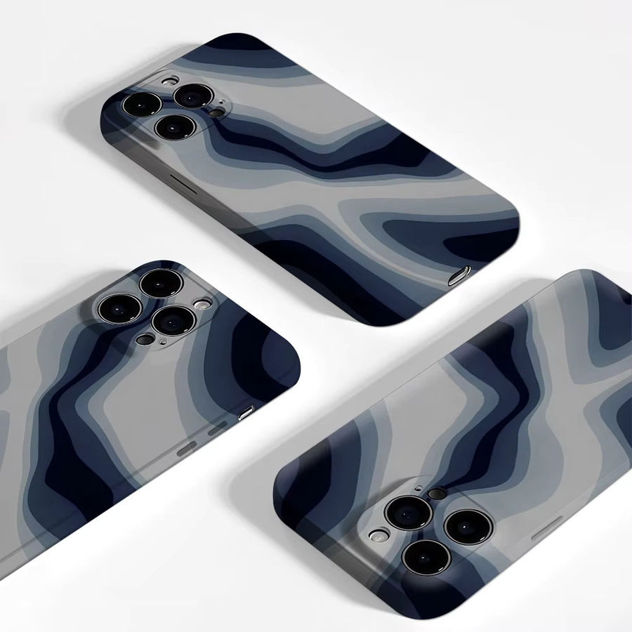 Blue Waves Handyhülle für Apple iPhone 17 16 15 14 13 12 Pro Max Plus mit doppelschichtiger Rückseite in Blau - Bild 3