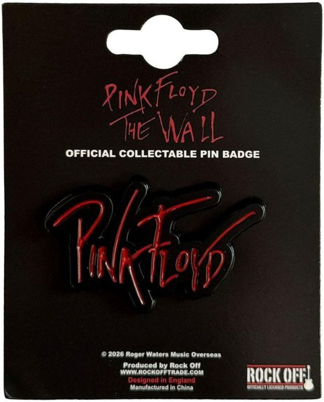 Pink Floyd The Wall Text Logo Badge Ansteckpin in Rosa und Schwarz - Bild 1