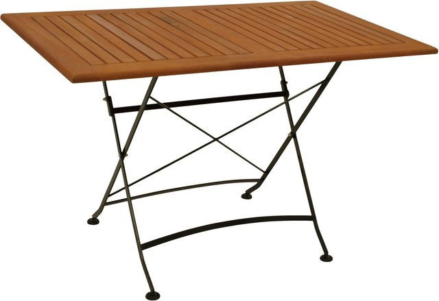 DEGAMO Klapptisch Hofgarten aus Flachstahl und FSC-zertifiziertem Eukalyptus-Holz, schwarz, B: 120 cm, T: 70 cm - Bild 1