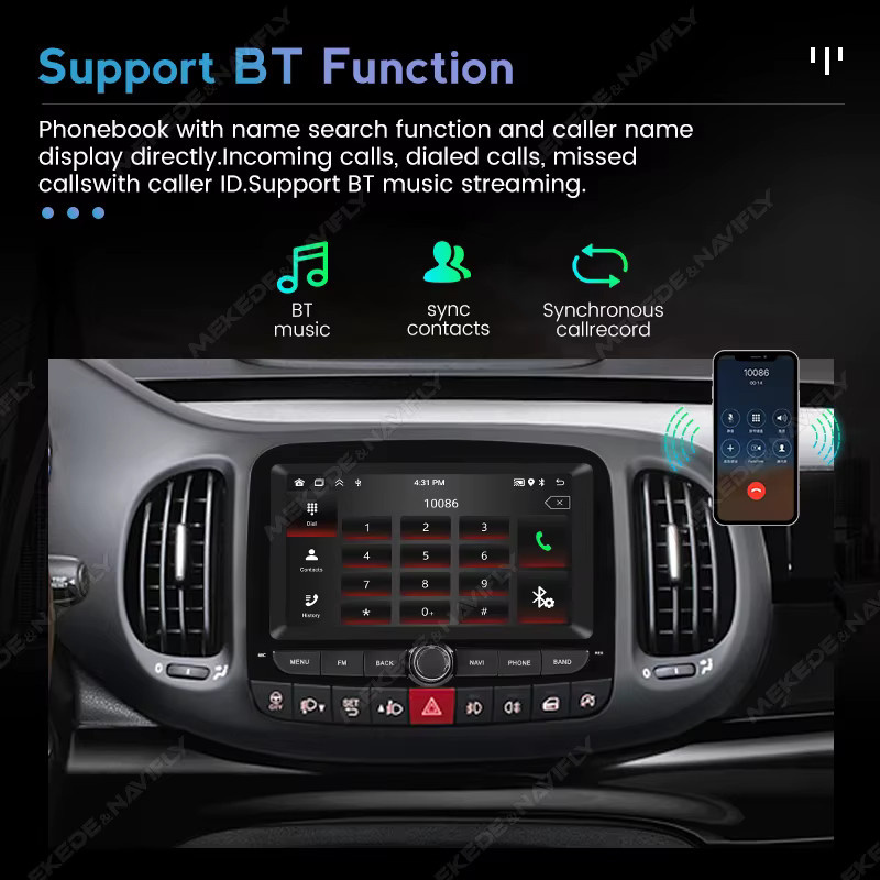 MEKEDE Android 15 Multimedia Autoradio mit GPS und Bluetooth für Fiat 500L 2013-2019 in Schwarz - Bild 3