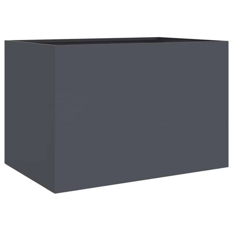 Anthrazitfarbener Pflanzkübel aus Stahl, B/T/H: 62 x 47 x 46 cm - Bild 2