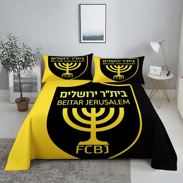 3-teiliges FC Beitar Jerusalem Bettwäscheset aus Polyester in Gelb, B/H: 180 x 210 cm - Bild 1