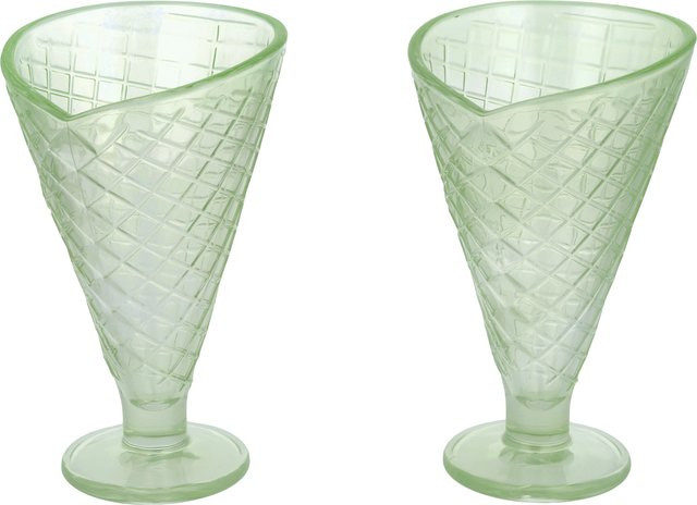 SILVERCREST Glas-Eisbecher-Set in Waffelform, transparent/grün - Bild 1