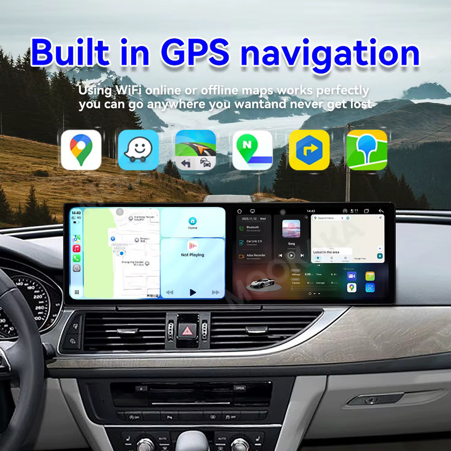Aotsr Android 15 Auto-Stereo-Multimedia-Player für Audi A6 A7 2012-2015 mit Carplay, GPS-Navigation und DSP, 18,2 Zoll, Schwarz - Bild 3