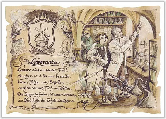 Zunftbild Laborant als Vintage-Poster auf Antikpapier, Mehrfarbig, A4 - Bild 1