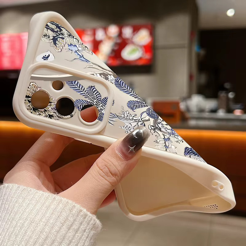 Retro-Blumen Silikonhülle für Samsung Galaxy S26 S25 S24 S23 S22 Ultra Plus S25 FE A57 A37 A17 A56 A36 A16 A55 A15 in Beige und Weiß - Bild 2