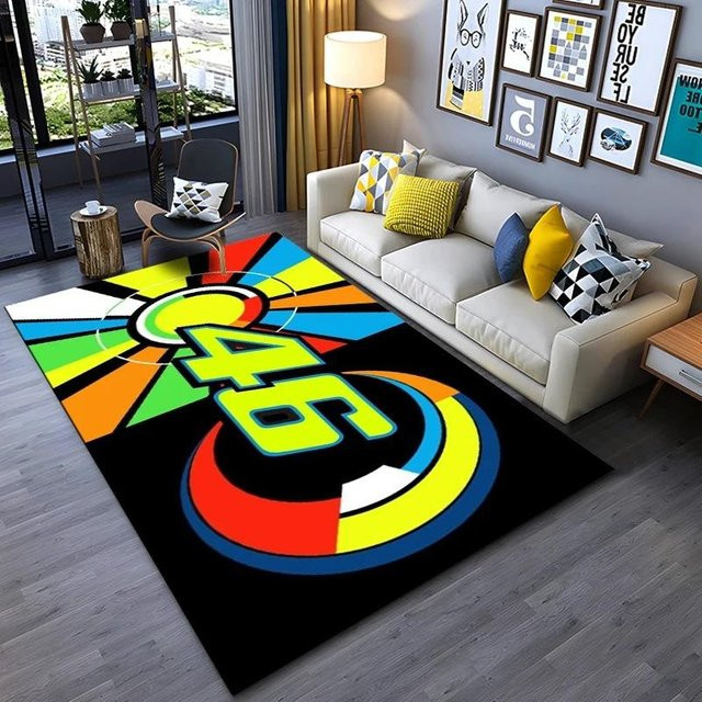 Rouxin eleven VR46 Rossi The Doctor Rechteckiger Teppich MotoGP Rennsport Fan Matte, Mehrfarbig, B/T: 90 x 60 cm - Bild 1