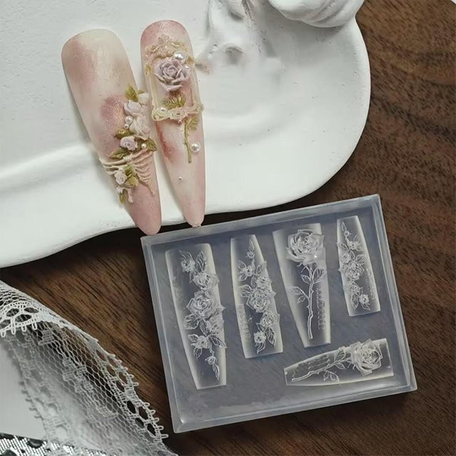 Silikonformen für Nagelkunst und Schmuckherstellung, Rosenblüten-Charms - Bild 1
