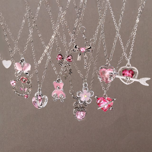 Aihua Halskette, Herz Anhänger, Rosa Zirkonia, Silber, Damen - Bild 1