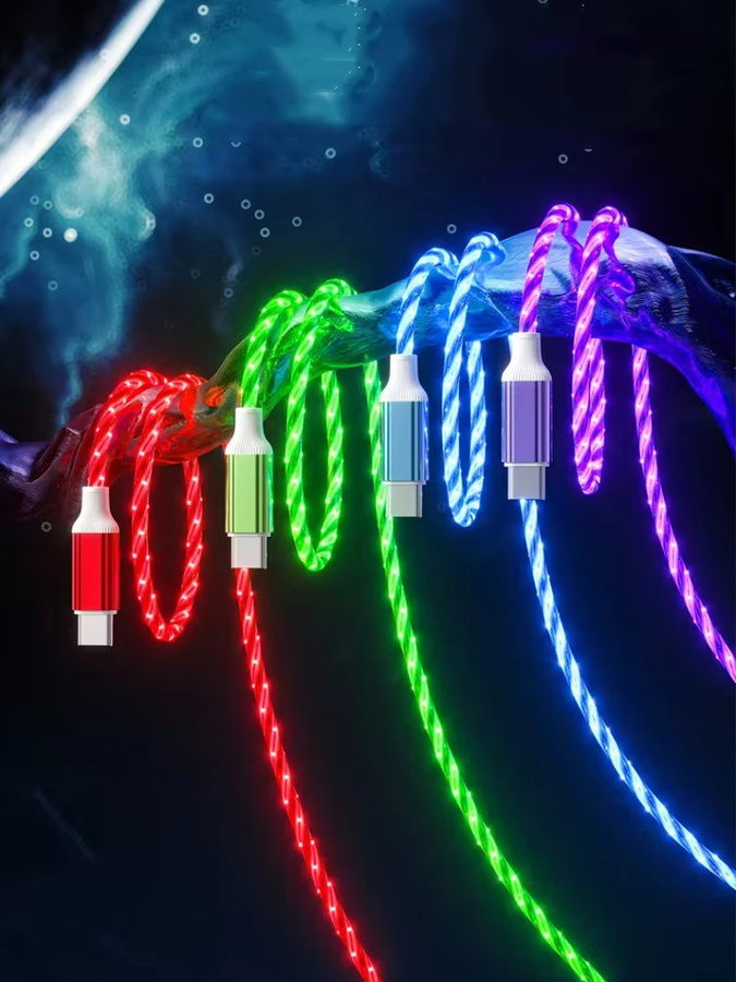 Leuchtendes USB-C Ladekabel für Superschnellladung in Grün, 1 m Länge - Bild 5