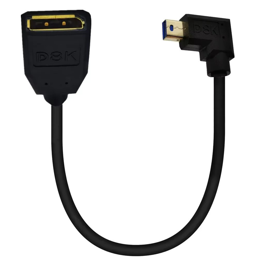 BSN Mini-Displayport auf DisplayPort Verlängerungskabel in Schwarz, 8K @ 60Hz, rechtwinkliger Mini-DP-Stecker mit Schraubbefestigung, Länge: 0,3 m - Bild 3