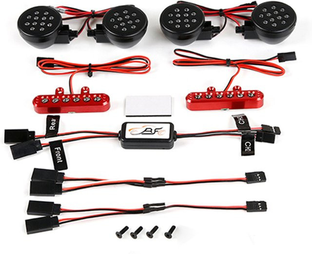 TOP SPEED RC WORLD LED-Frontlampe, Rücklicht, Lichtsteuerungssatz, Netzschalter, 1/5 Rc-Auto, Schwarz, Rot - Bild 1