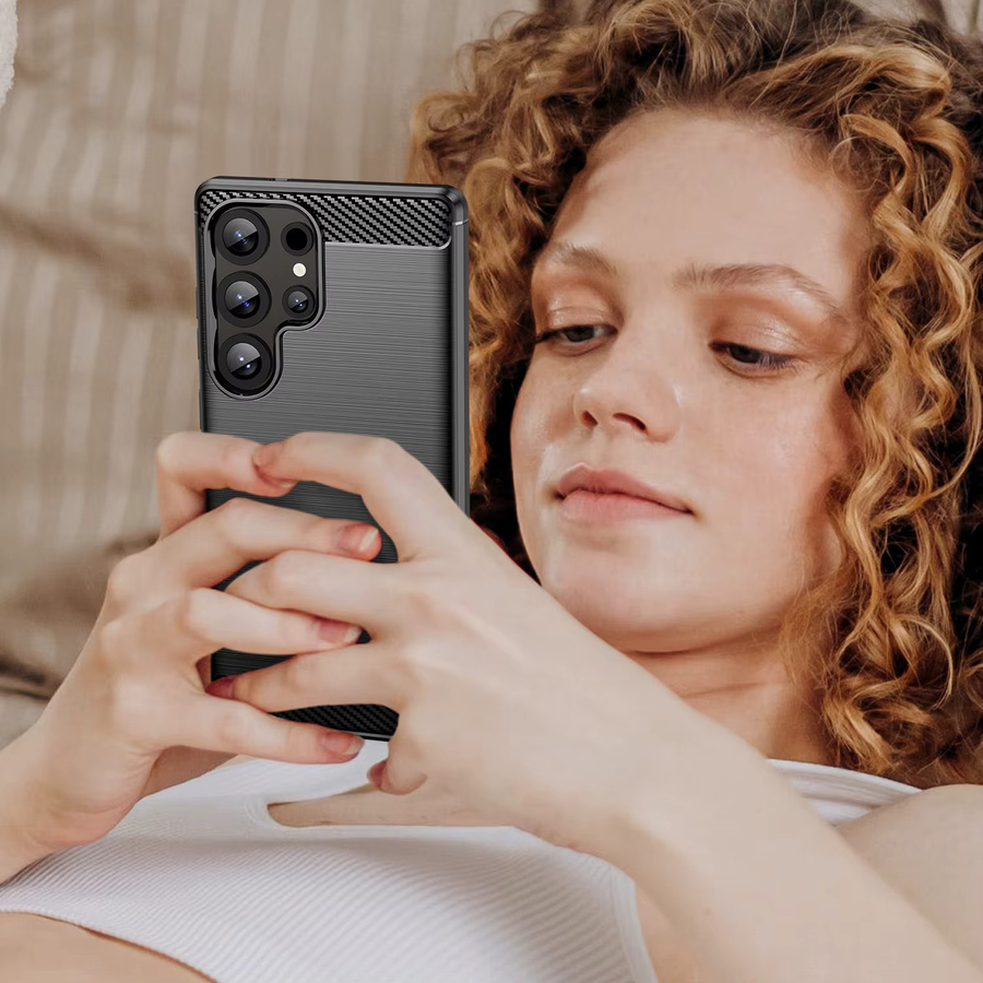 Schutzhülle aus weichem TPU-Silikon mit Carbon-Faser-Optik für Samsung Galaxy S25 S24 S23 Ultra Plus FE in Schwarz - Bild 5