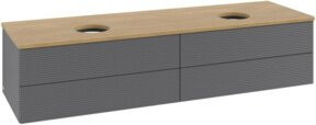V&B Antao Waschtischunterschrank mit Frontstruktur und Beleuchtung, Farbe Anthrazit, B/T: 160 x 50 cm - Bild 1