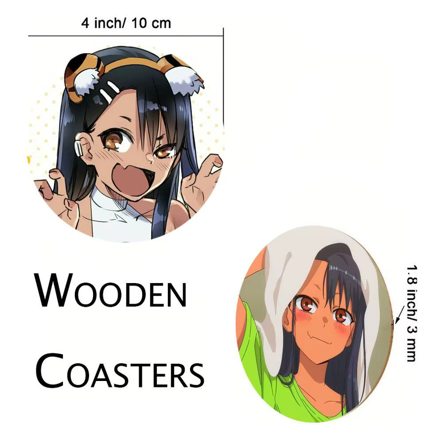 Nagatoro Hayase Anime-Charakter Untersetzer aus Holz, rund, Durchmesser: 10 cm, braun/mehrfarbig - Bild 6