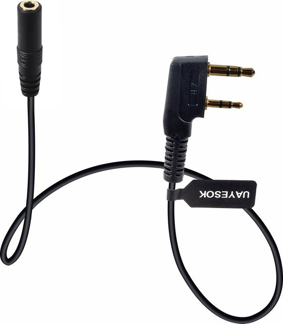 YNIBST Audio-Übertragungskabel von 2-poligem Radio auf 3,5-mm-Klinke in Schwarz, kompatibel mit Kenwood, Baofeng und Quansheng Walkie-Talkies - Bild 1