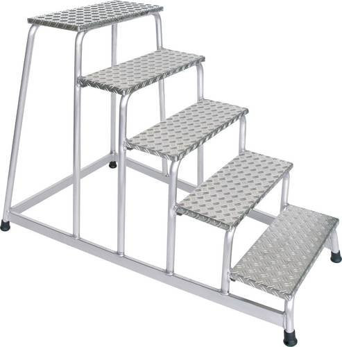 MUNK Günzburger Steigtechnik Aluminium Arbeitspodest mit 5 Stufen in Silber, Arbeitshöhe: 3 m, Trittfläche B: 55 cm, T: 30 cm - Bild 1