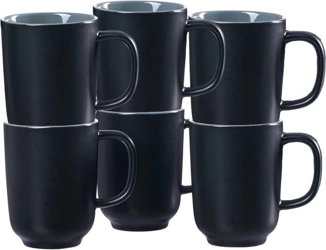 Ritzenhoff & Breker Jasper Kaffeebecher aus Keramik Schwarz 6er Set 285 ml - Bild 1