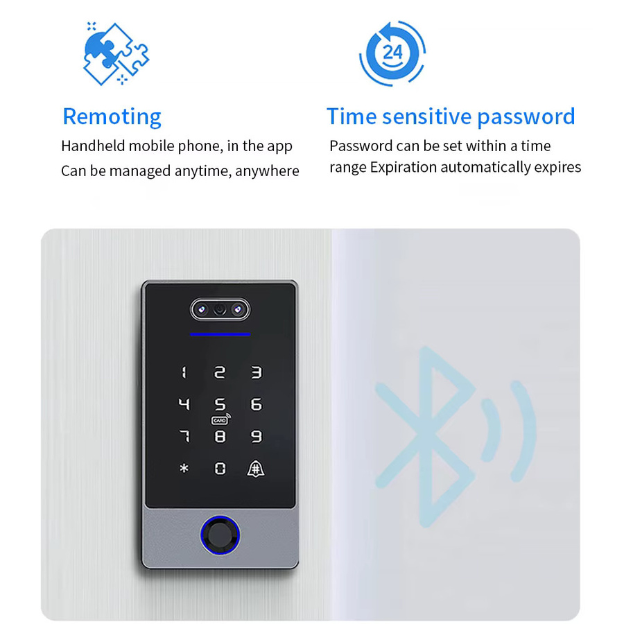 TTLock Smart Lock Controller mit Gesichts- und Fingerabdruckerkennung sowie Tastatur, WiFi Hub, Schwarz - Bild 2