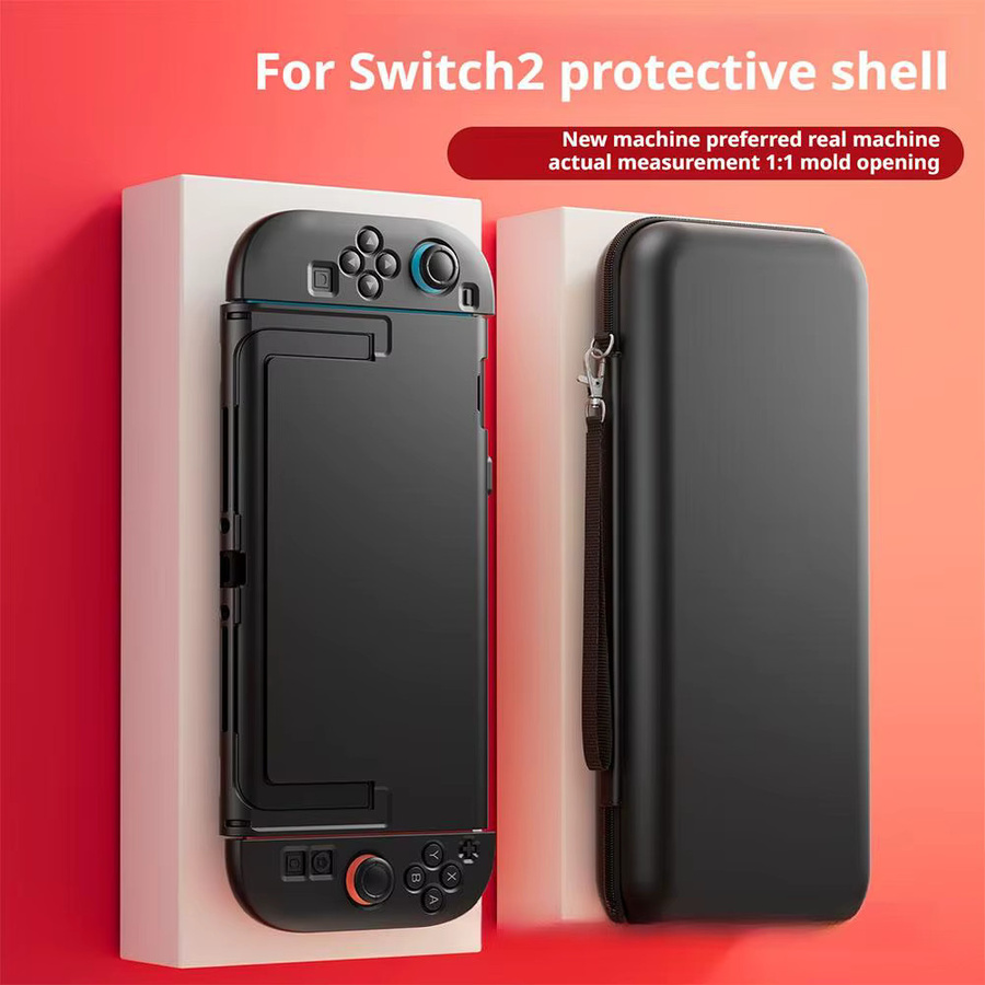 Stoßfeste TPU-Schutzhülle für Nintendo Switch 2 mit integriertem Ständer in Schwarz - Bild 4