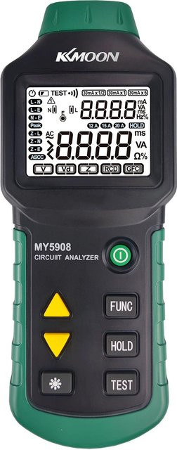 KKmoon MY5908 Digitaler LCD-Hintergrundbeleuchtungs-Schaltkreisanalysator mit Echteffektivwert für Wechselspannung, RCD und FI-Schutzschalter in Grün mit US-Stecker - Bild 1