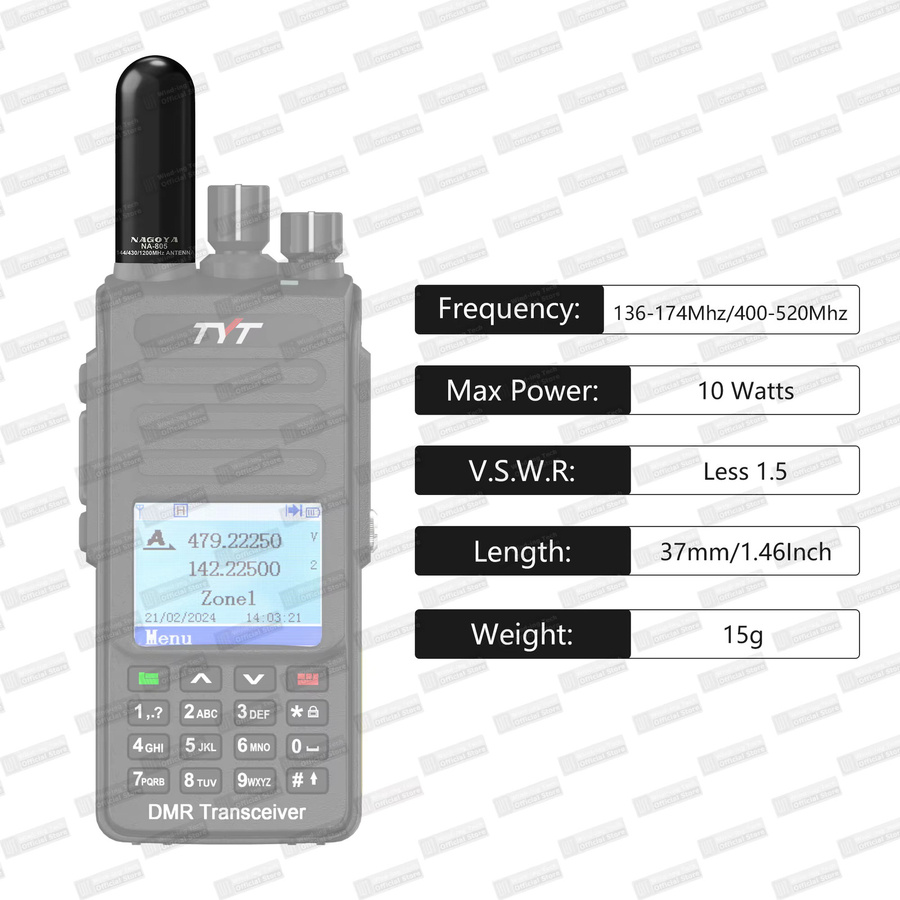 Nagoya NA-805 Mini Kurze Dual Band Antenne mit SMA-Stecker in Schwarz für Walkie Talkie und MD-UV380 Radios - Bild 3