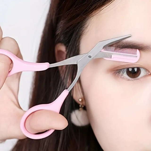 CNKESS Augenbrauen-Trimmer-Set, gebogener Augenbrauenrasierer, Augenbrauenschere mit Kamm - Bild 1