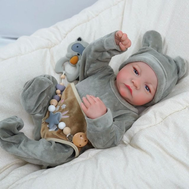 MRB Reborn Puppe Levi Awake mit offenen blauen Augen 43cm - Bild 1