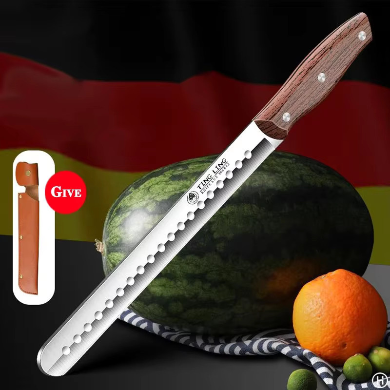 PLYS Mehrzweck-Küchenmesser aus Stahl mit Holzgriff und Schutzhülle in Silber - Bild 2